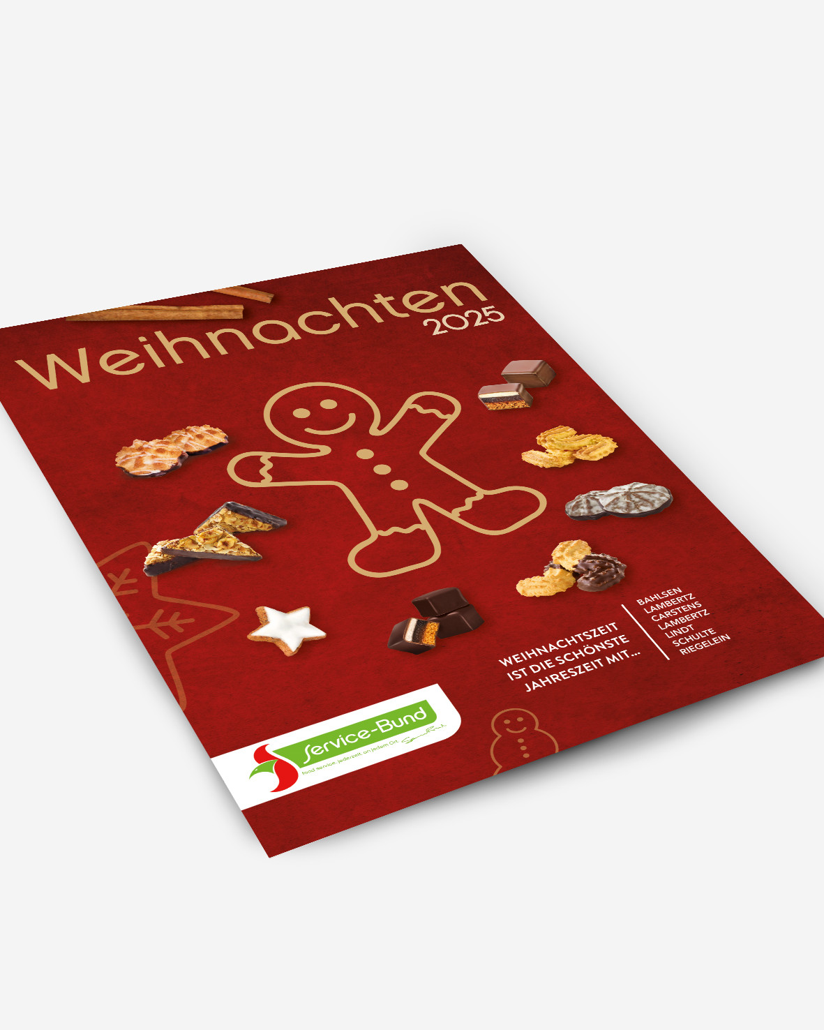 Weihnachten 2025 Cover eines Weihnachtsfolders mit mit Keksen darauf